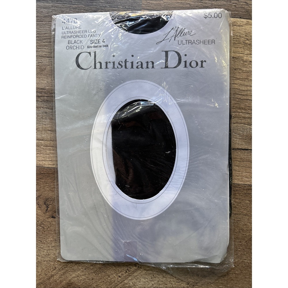 Vintage! Christian Dior L'Allure ultrasheer pantyhose in black, size 4 Black